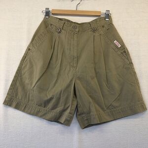 Vtg Bill Blass Women's High Waisted Pleated Mom Shorts Sz 8 Sage GREEN Cotton
